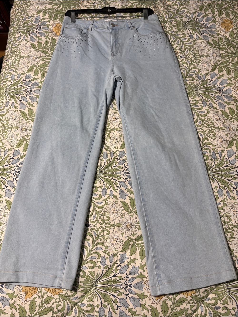 Marc New York Y2K Embellished Wide-Leg Light Wash Jeans 8